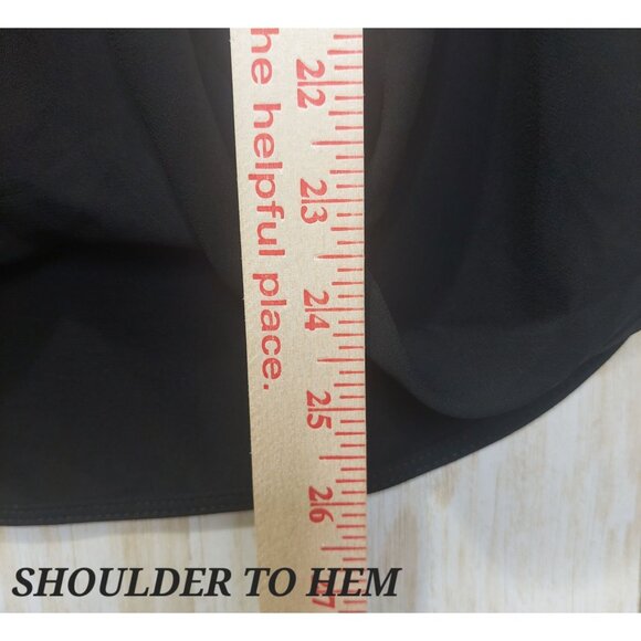 41 Hawthorn Women's Black Drape Front Blouse With Ribbon Tie Neck Sheer Front - Picture 10 of 11